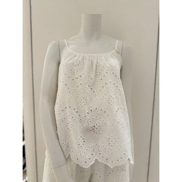 피앳유즈 펀칭 아일렛 레이스 여성 스트랩 탑 (EZ751T)