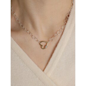 Heart Link Lock Silver Necklace In207 [Mix]