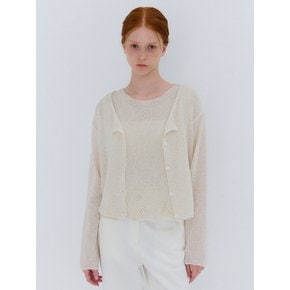 SUMMER COTTON BOUCLE CARDIGAN CREAM