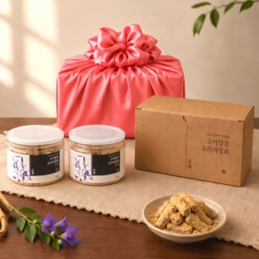 [명절 후 배송]수제 콩고물 도라지정과 200g x 2(보자기선물포장)