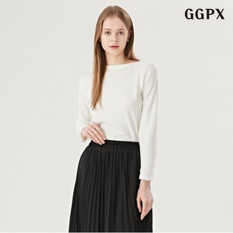 GGPX 정상가:39,000원  보트넥 페미닌 무지 여성 긴팔 티셔츠 (GOALW005D)