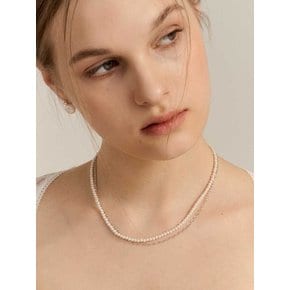 [In513]Layerd Pearl Chain Silver Necklace