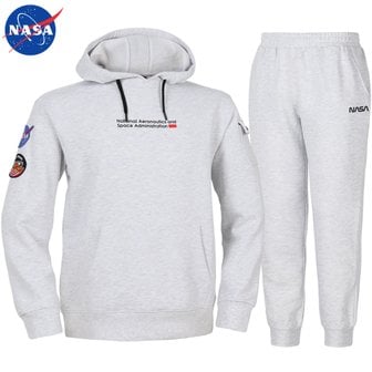 NASA 나사 남녀공용 세미 오버핏 후드티+면 조거팬츠 상하세트 N-560UMW+N-350PMW 빅사이즈