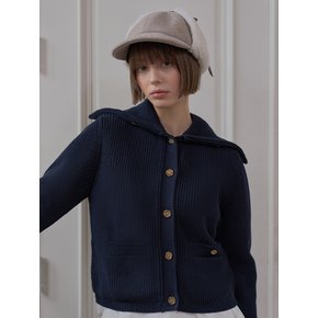 WINDPROOF SPREAD COLLAR CARDIGAN_Dark Navy