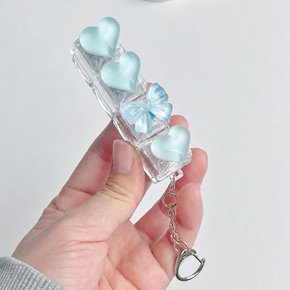 리본 하트 클릭커-블루 키캡놀이 청축 딸깍이 키보드키링 커스텀 키홀더 열쇠고리 클릭커 클리커 굿즈