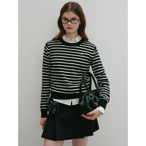 줄리아 스트라이프 라운드 니트_블랙 스트라이프 / JULIA STRIPE ROUND KNIT_BLACK STRIPE