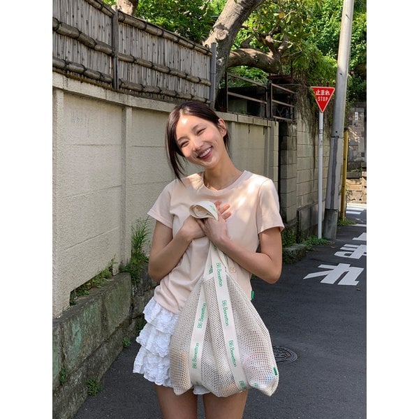 비비 슈퍼 싱글 크루넥 반팔 티셔츠 (Beige)