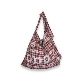 000 Design Check Tie Bag / Burgundy