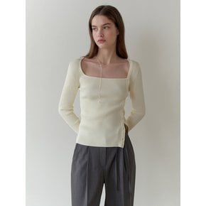 Eve button square knit (cream)