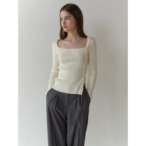 Eve button square knit (cream)