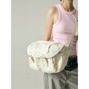 SYMBOL NYLON 2-POCKET CROSS BAG[IVORY]