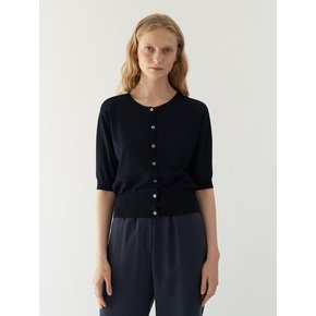 Round Neck Cardigan ( Navy )