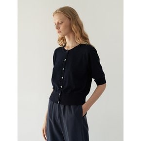 Round Neck Cardigan ( Navy )