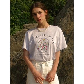 Flower Garden Half Sleeve Tee - Melange Grey