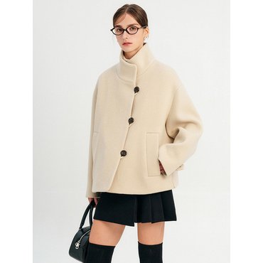 룩캐스트 니브 울 하프 하이 넥 코트_베이지 / NIVE WOOL HALF HIGH NECK COAT_BEIGE