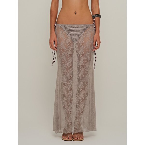 MERMAID LACE LONG SKIRT / GRAY
