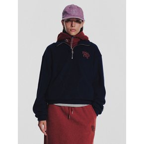 Terry Fleece Sweatshirt Half Zip Up_Navy