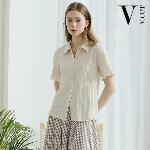 [인기 신상!] 브이컷 26SS 썸머 플리츠 카라 블라우스 3종
