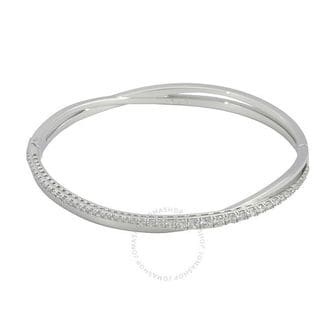 스와로브스키 여성 Twist 로듐 플레이트 Bangle, 사이즈 Large 5572726