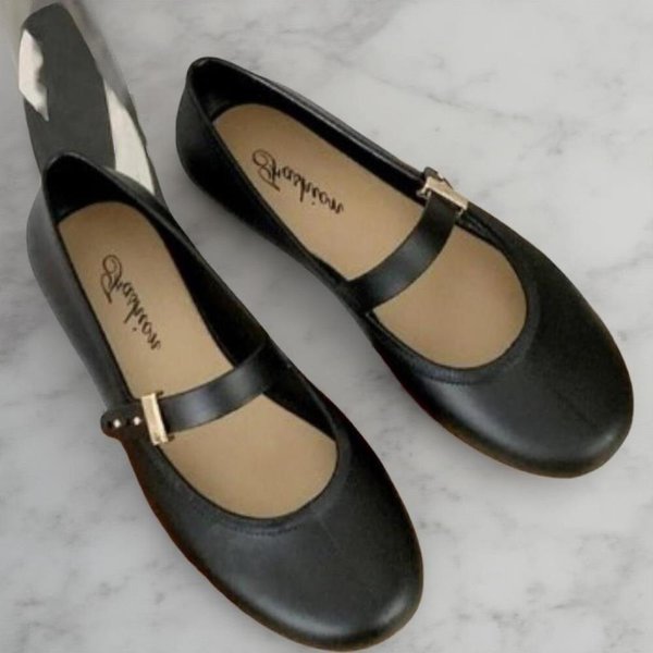 [옷자락] 여성 사랑스러운 라운드토 스트랩 메리제인 심플 플랫슈즈