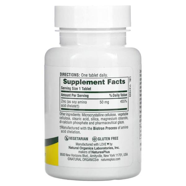 [해외직구]네이처스플러스 징크 아연 50mg 90정 NaturesPlus Zinc 50 mg 90 Tablets