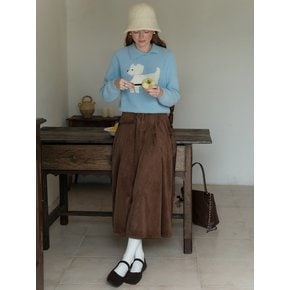 Cest_Pocket corduroy a-line skirt_BROWN