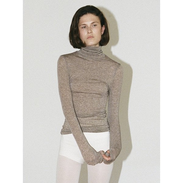 soft turtleneck top - beige