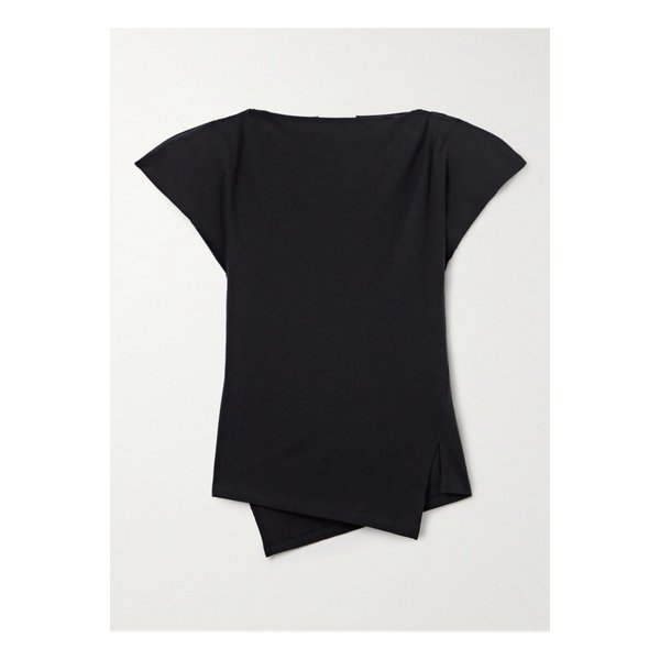 세바니 비대칭 코튼 저지 티셔츠 블랙 46376663162889939