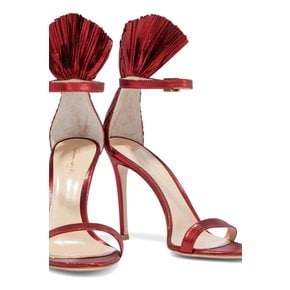 Belvedere pleated lamé sandals 레드 18706561956207368