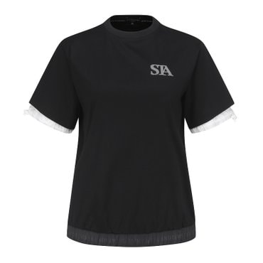 세인트앤드류스 여성 우분 배색 스트링 라운드 반팔 티셔츠 (821C2TR093BK)