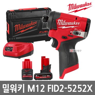 밀워키 M12 FID2-5252X 임팩트 드라이버 12V 1/4인치 5.0Ah 2.5Ah 충전 무선