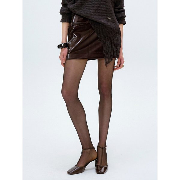GLOSSY ENAMEL MINI SKIRT_WINE
