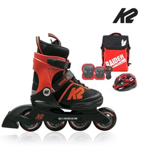 K2스케이트 [추가다쿠+][K2] 에디주니어블랙레드 아동인라인 사이즈조절 가방+보호대+헬멧[풀]