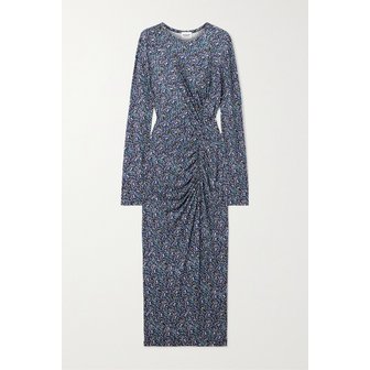 이자벨마랑 에뜨왈 젤리나 개더 프린트 스트레치 저지 미디 원피스 1647597325984582