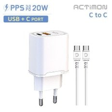 Act SS 가정용 충전기  2포트 분리형 C타입+USB PD고속 20W QC 3.0 CTo C타입 케이블 포함