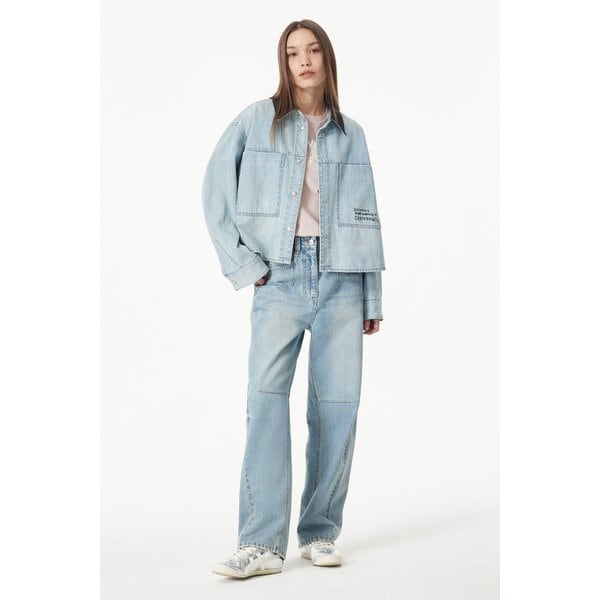 [리오더, BASQUIAT] 배색 카라 레터링 데님 자켓 71152553C1240