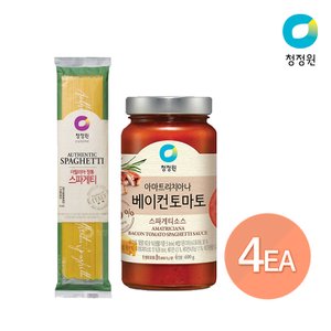 청정원 베이컨토마토 스파게티소스 600gx4개 + 스파게티면250g