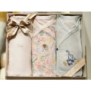 (여름-출산준비3종) 티로배내가운(민트색)+즐리배내저고리+애니멀배내바디수트(07O0,07R3)
