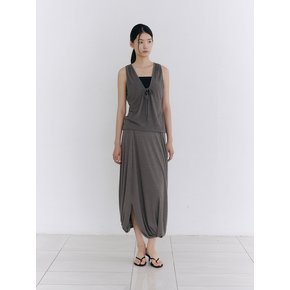 TIE DRAPE SLEEVELESS TOP [GREY]