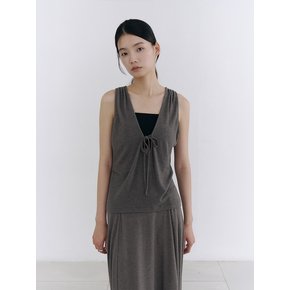 TIE DRAPE SLEEVELESS TOP [GREY]
