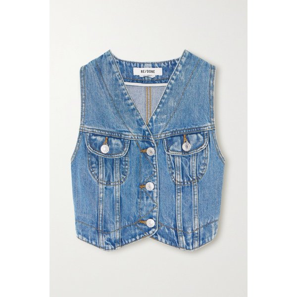 크롭 패널 데님 베스트 라이트 데님 1647597315992947