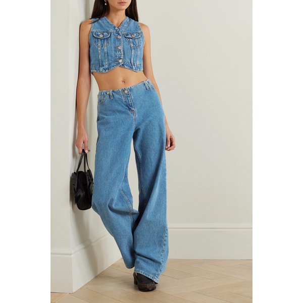 크롭 패널 데님 베스트 라이트 데님 1647597315992947