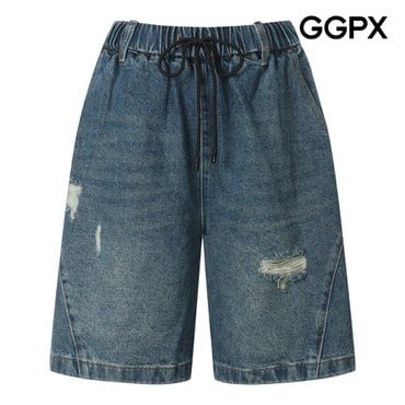GGPX 캐주얼 데미지 데님 버뮤다 팬츠 (GP7PT029F)