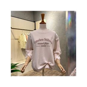 AOZ3HK39I 레터링 밴딩 셔링 소매 티셔츠_P404393634