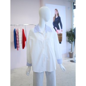 [여주점] 여성 스트라이프 배색 코튼 셔츠 YW6SB710