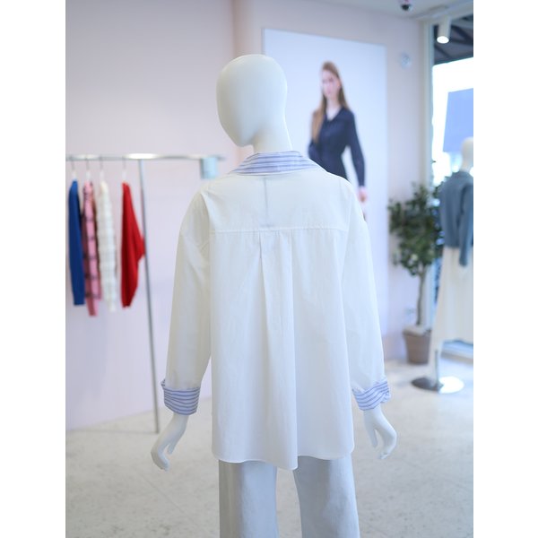 [여주점] 여성 스트라이프 배색 코튼 셔츠 YW6SB710