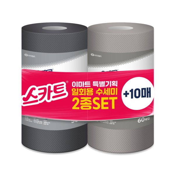 스카트 수세미 2종 기획팩(The버블50매+소프트&스트롱60매)