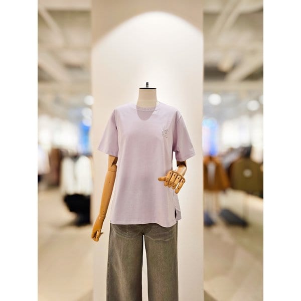 [파주점] [더아이잗컬렉션]크리스탈 펀칭 포인트 배색 티셔츠 CR4A0TS251