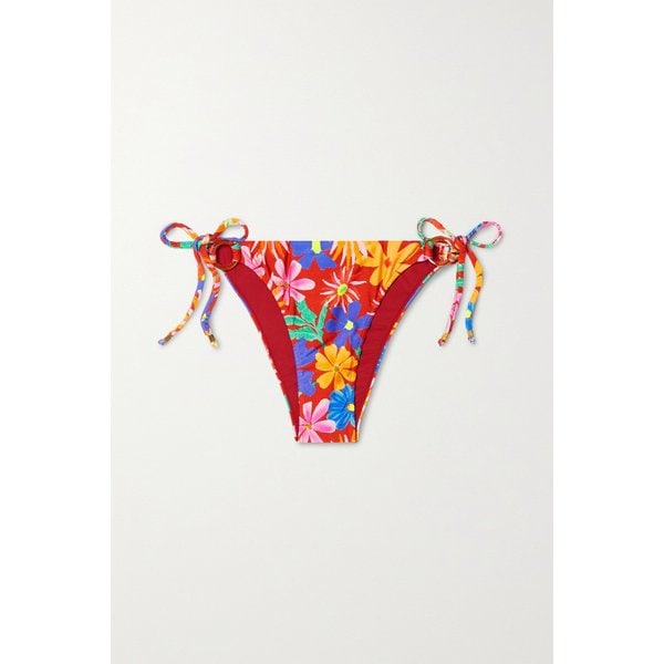 팻보 Aster Embellished Floral-print Bikini Briefs 레드 42247633207904921