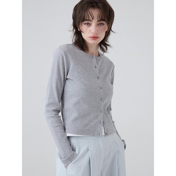 DGDP 스퀘어 로고 슬림핏 라운드넥 가디건_5color